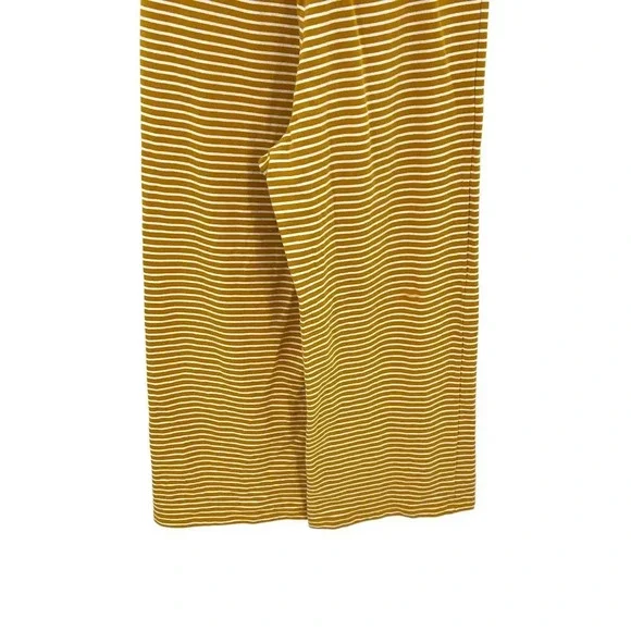 Saylor Heathe Striped Jumpsuit Yellow White Stripe Wide Leg Tie Front Size Small